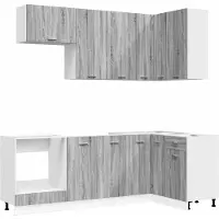 vidaXL - Keukenblok - LYON - 8 - st - Grijs - Sonoma - Bewerkt - hout
