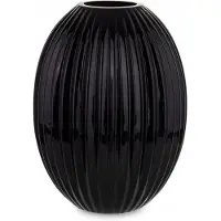 Artpol Zwart Ovale Glazen Vaas 30x20x20 cm - Minimalistische Boho Decoratie