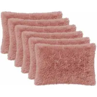 vidaXL Kussensloop 6 st HEERLEN Roze 50 x 75 cm PV Fleece