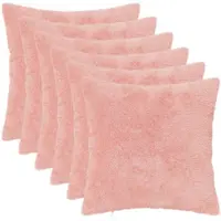 vidaXL Kussensloop 6 st HEERLEN Roze 40 x 40 cm Nep Konijnenbont