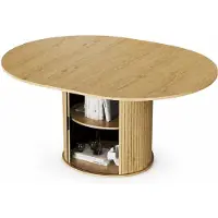 COLAMY Eettafel voor 6 Personen – Houten Tafel met Geïntegreerde Opbergruimte – Inklapbaar Tafelblad – Modern Design Onderstel – Houtkleur