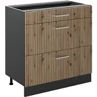 Vicco Keukenonderkast R-Line Artisanaal eiken/Antraciet 80 cm met 3 laden zonder werkblad, Model 72379