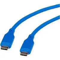 Roline USB 2.0-kabel, type C-C, M/M , Silicone, 60W, blauw, 1 m