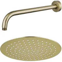 FortiFura Calvi Hoofddouche - 25cm - rond - wandarm 35cm - PVD - geborsteld messing (goud) SW720555/SW720562