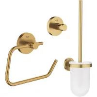 GROHE Essentials Toilet Accessoireset 3-delig - toiletborstelhouder - handdoekhaak - toiletrolhouder zonder klep - brushed cool sunrise (goud) sw99005/sw99029/sw99045/
