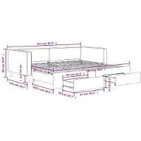 vidaXL Dagbed met uittrekbare lade, lichtgrijs, 100x190 cm, met stoffen bekleding