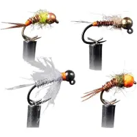 GARBOLINO Nymphe Set X4 met tungsten - Soort : Middelgrote en Grote Rivieren - Getint (troebel) Water