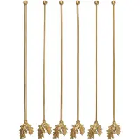 Ferm Living Oak Leaf cocktailprikkers 6-pack Messing
