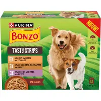 Bonzo 4x Hondenvoer Nat Reepjes In Saus Kip, Kalkoen & Eend 12x85 Gr