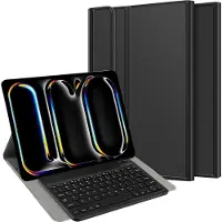 Just in Case Tablet Hoes met Toetsenbord geschikt voor iPad Pro 13 (2025 / 2024) M5 / M4 - QWERTY Bluetooth Keyboard Case - Zwart