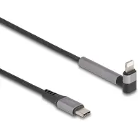 DeLOCK Data and Charging Cable USB Type-C to Lightning for iPhone, iPad, iPod angled with stand function black 1.5 m MFi