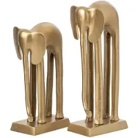J-Line Olifanten - aluminium - goud - set van 2