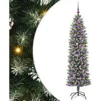 vidaXL Kunstmatige slanke kerstboom Groen en Wit 180 cm