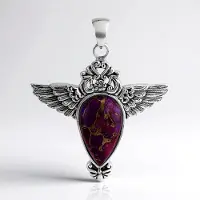 Cavill - Zilveren Hanger 925 Sterling - 7,65 ct Paarse Kingman Mohave Turkoois - Peervormige Cabochon - Geoxideerd Zilver - Uniek Design