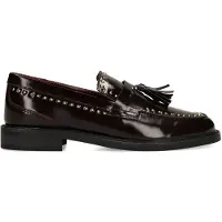 Manfield - Dames - Burgundy leren loafers met gouden studs - Maat 38