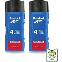 Reebok 2 x - Move Your Spirit - Douchegel - 4 in 1 - 400 ml - Wasstrips - Douchegel 4 In 1 - Douchegel Voor Gezicht - Douchegel Voor Haar - Douchegel Voor Lichaam - Scheerschuim