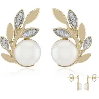 Cavill - 925 Sterling Zilveren Oorbellen - Witte Rond Geslepen Zoetwater Kweekparels 7mm - 0,1ct Zirkonia Pavé - Elegante Pareloorbellen Dames