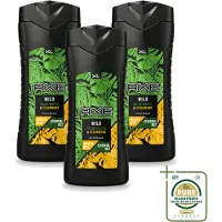 Axe 3 x - Douchegel - Wild - 400 ml - Wasstrips - Douchegel - Frisheid - Mojito - Cederhout -