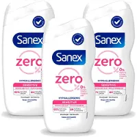 Sanex 3 x Zero% - Douchegel - Gevoelige Huid - 0% Parfumsulfaten - Hypoallergeen - 400 ml - Voordeelverpakking - 3 stuks