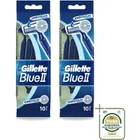 Gillette 2 x - Blue 2 - Wegwerpscheermesjes - Chromium Coating - 10 Scheermesjes - Wasstrips - Scheermesjes - Wegwerpscheermesjes - - Gromium Coating - Comfortabele Scheerbeurt