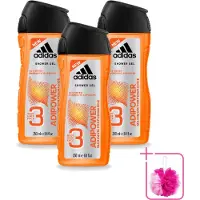 Adidas 3 x - 3-in-1 Douchegel - Adipower Maximum Performance -250 ml - Bulkverpakking - Adipower Douche en Shampoo - Douchemop - 2-in-1 douche en shampoo
