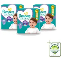 Pampers 3 x – Luiers – Active Baby Maat 6 – 32 Luiers - Grootverpakking - Vaatwasstrips - Baby Luiers - Bescherming Tegen Doorlekken - Bewegingsvrijheid - Comfort - Droogheid