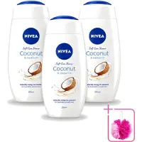 Nivea 3 x - Huid Beschermende Douchecreme - Kokosnoot - 250 ml - Bulkverpakking - Douchecrème - Douchemop - Kokosnoot