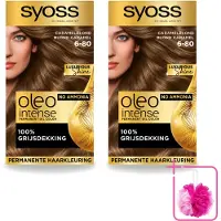 Syoss 2 x - Oleo Intense 6-80 - Haarverf - Permanente Haarkleuring - Caramelblond - Langdurige Kleur - Bulkverpakking - Haarkleur - Douchemop - Caramelblond