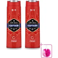 Old Spice 2 x – Douchegel – Captain – 400 ml - Bulkverpakking - Douchegel voor mannen - Douchemop - Gezichtsreiniging