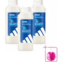 Adidas 3 x – Douchegel – Active Skin & Mind Deep Care – 400 ml - Bulkverpakking - Hydratatie na sport - Douchemop - Huid verzorging