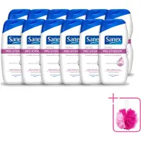 Sanex 12 x Dermo - Pro Hydraterend - Douchecrème - Zeer Droge Huid - 500 ml - Bulkverpakking - Hydratatie huid - Douchemop - Droge huid