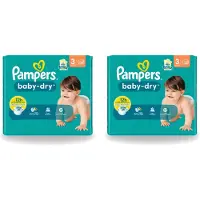 Pampers 2 x – Luiers – Baby-Dry Maat 3 (6-10 kg) – 34 Luiers - Voordeelverpakking - 2 stuks