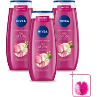 Nivea 3 x - Douchegel - Joy of Life - Verfrissend Effect - 250 ml - Bulkverpakking - Douchegel - Douchemop - Frisse geur