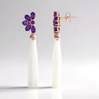 Cavill - 925 Sterling Zilver Roségoud Verguld - Oorbellen met Witte Chalcedoon 17,1ct & Amethist Peervorm 2,25ct Elegante Sieraden