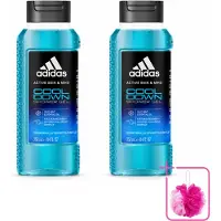 Adidas 2 x – Douchegel – Active Skin & Mind Cool Down – 250 ml - Bulkverpakking - Douchegel - Douchemop - Verkoeling