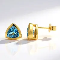 Cavill - Zilveren oorbellen 925 Sterling zilver - Blauwe Marambaia topaas triljant 2,475 ct - Modern driehoekig design - Luxe Braziliaans