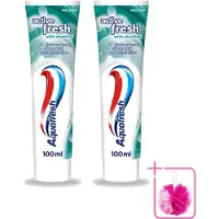 Aquafresh 2 x - Tandpasta - Verfrissende Reiniging - Menthol - 100 ml - Bulkverpakking - Tandpasta menthol - Douchemop - Verfrissende reiniging