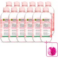 Garnier 12 x - SkinActive - Micellair Reinigingswater - Rozenwater - Stralende Huid - 400 ml - Bulkverpakking - Micellair reinigingswater - Douchemop - Rozenwater