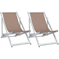 VMP 2x Opvouwbare Ligstoelen Tuin Balkon Strand - Bruin
