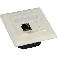 InLine Cat.6 inbouwaansluitdoos, 2x RJ45 female, RAL9010 wit, horizontaal
