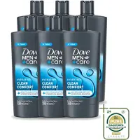 Dove 6 x Men+Care - Clean Comfort - 3-in-1 Douchegel - Hydraterend- 700 ml - Wasstrips - Douchegel Voor Mannen - Lichaamsgel - Gezichtsgel - Haarverzorging - Hydraatende Douchegel