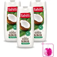 Tahiti 3 x - Douchegel - Biologische Kokos - 100% Vegan - 300 ml - Bulkverpakking - Douchegel kokos - Douchemop - Biologische kokos