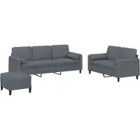 vidaXL 3-delige Loungeset met kussens fluweel donkergrijs