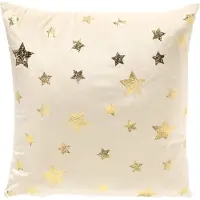 Textino STARRY-SKY - kussenhoes 45x45 cm - fluweel - sterren - Snow White - wit, goud