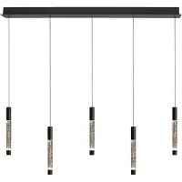 Steinhauer Alisio 4578ZW – Zwarte 5-lichts LED hanglamp met handgeblazen glas en Cable lift