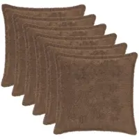 vidaXL Kussensloop 6 st HOUTEN Lichtbruin 40 x 40 cm Nep Konijnenbont