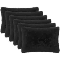 vidaXL Kussensloop 6 st HEERLEN Zwart 40 x 60 cm PV Fleece