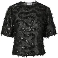 Pieces Pcerun Glitter Top Met Korte Mouwen Dames Zwart S