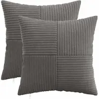 vidaXL Kussensloop 2 st ALMELO Donkergrijs 40 x 40 cm corduroy