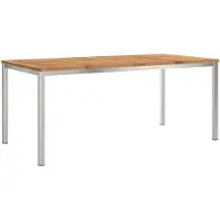 vidaXL Eettafel, 180x90x75 cm, massief acaciahout en roestvrij staal